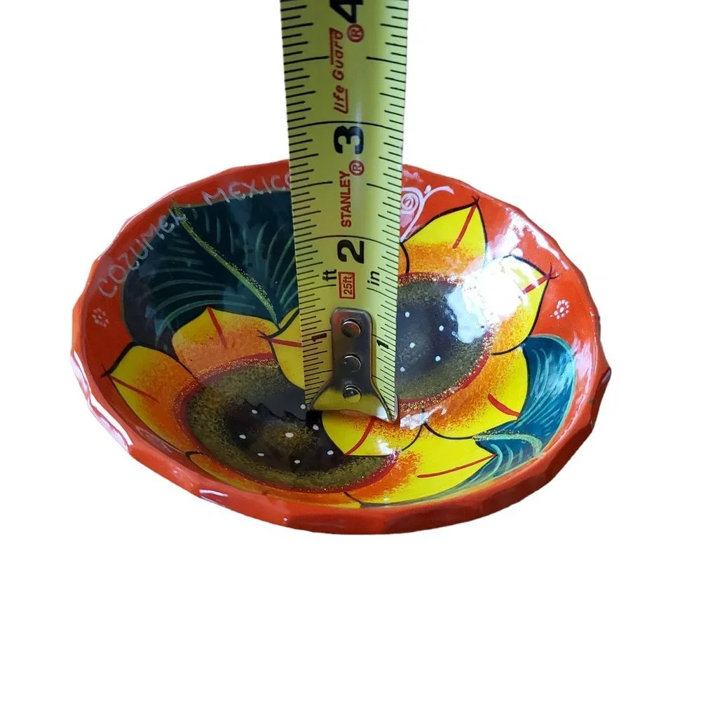 Cozumel Mexico Floral‎ Vibrant Colored Homemade Salsa Dish Trinket Bow